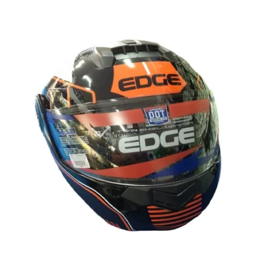 CASCO TURBO II MODULAR DOBLE VISOR TRANSPARENTE COLOR NEGRO CON NARANJA TALLA L EDGE HELMET