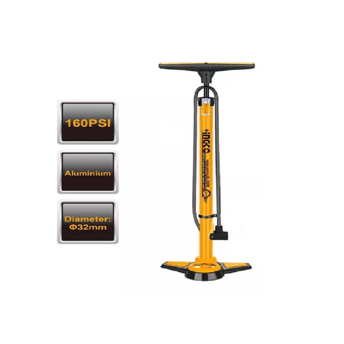 BOMBA PORTÁTIL PIE DE AIRE 160 PSI -32MM /INGCO