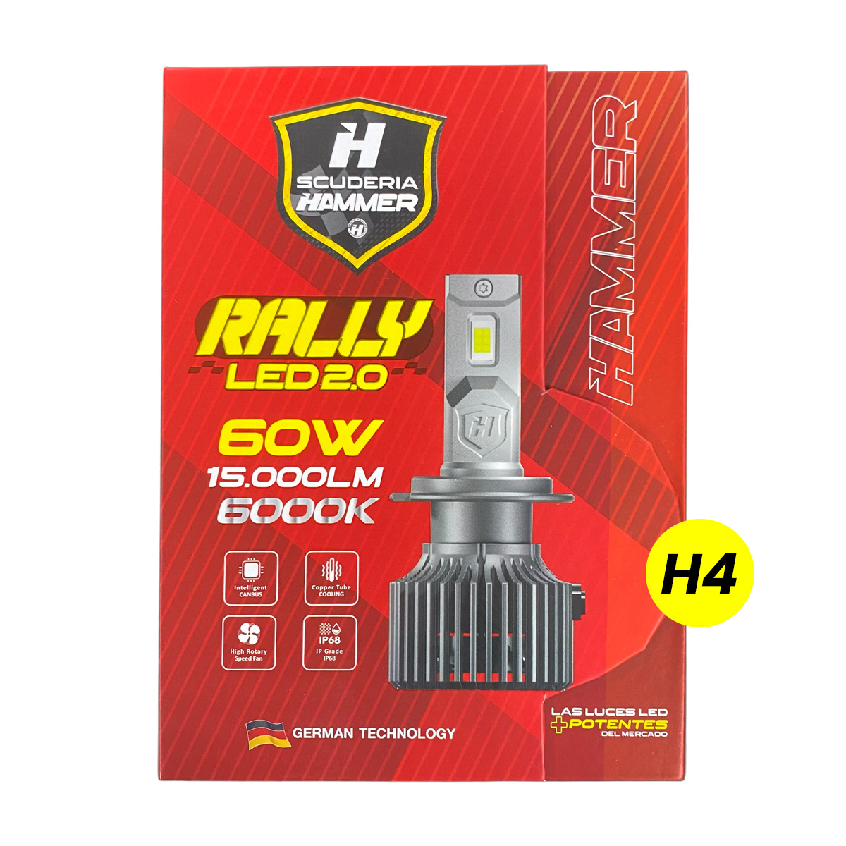 BOMBILLO LED 2.0 H4 / HL-6000K 60W (15.000 LM) UNIDAD/ HAMMER