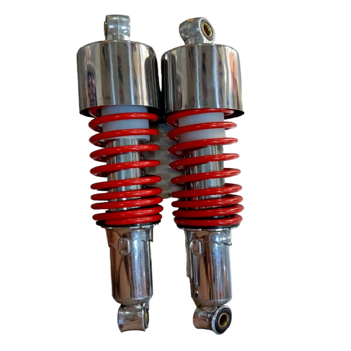 Amortiguadores Traseros ZZ-G125 / ZZ-OW Cromado c/ Espiral Roja 310mm Federal