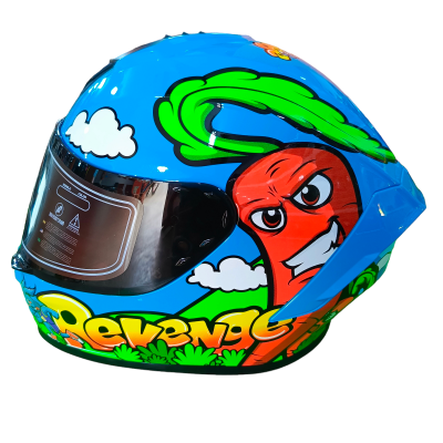 Casco Frankie Revenge Integral Azul Con Diseño Brillante T:M Edge EG-85.443-M