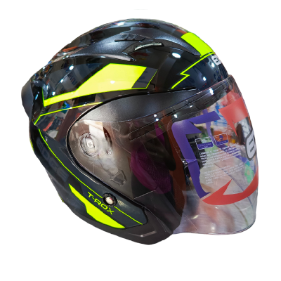 Casco Ibiza T-ROX Semi-Integral Negro Con Amarillo T:M Edge EG-70.02-M