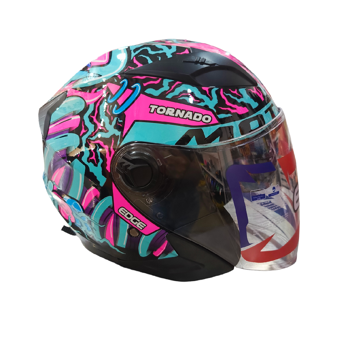 Casco Moto Loco Semi-Integral Doble Visor Rosado Brillante T:XL Edge EG-34.01.01-XL