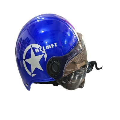 Casco Redondo Azul Con Visera Azul ZZ