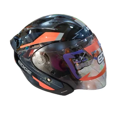 Casco Trox Semi-Integral Doble Vior Negro Con Rojo Brillante T:XL Edge EG-70.06-XL