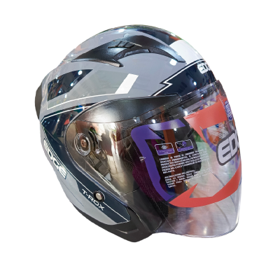 Casco Trox Semi-Integral Doble Visor Gris Con Blanco Brillante T:XL Edge EG-70.07-XL
