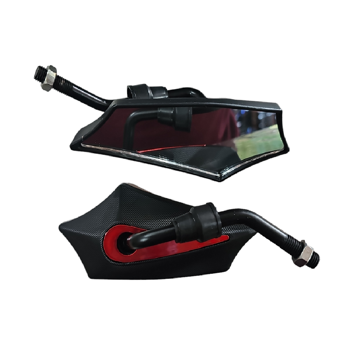Espejos Retrovisor Universal 2507H Negro-Rojo ZZ