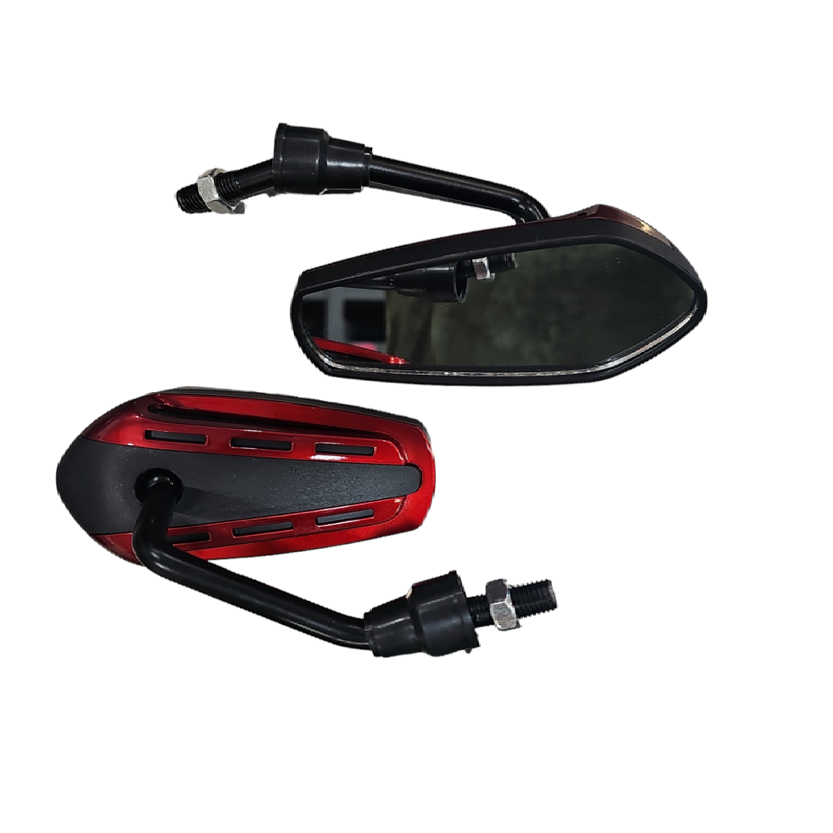 Espejos Retrovisores Universales 2505H Negro-Rojo ZZ