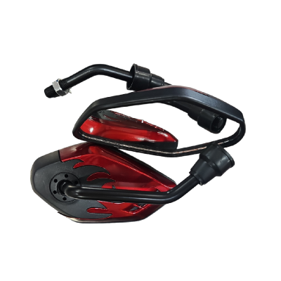 Espejos Retrovisores Universales 2509H Negro-Rojo ZZ