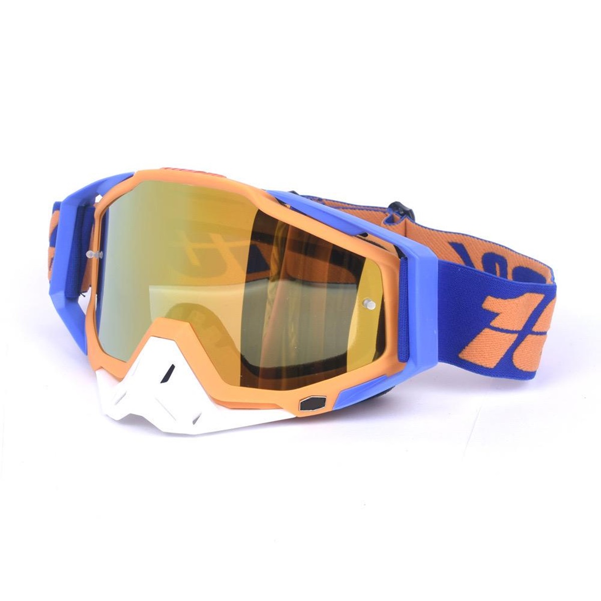 Lentes Motocross Grande Ajustables Azul-Naranja