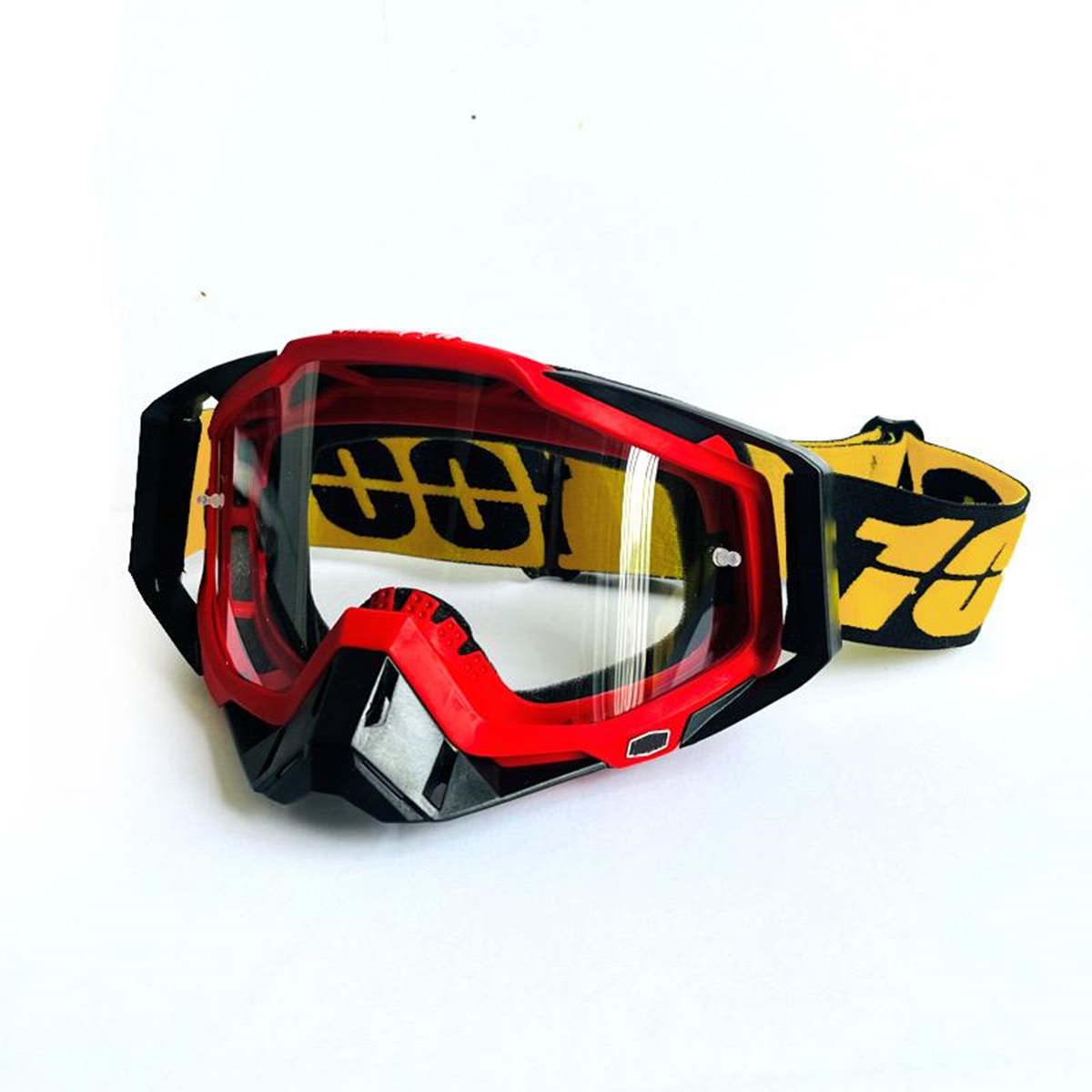 Lentes Motocross Grande Ajustables Rojo-Negro