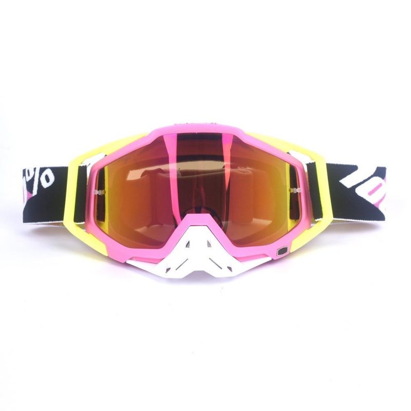 Lentes Motocross Grande Ajustables Negro/Rosa/Amarillo