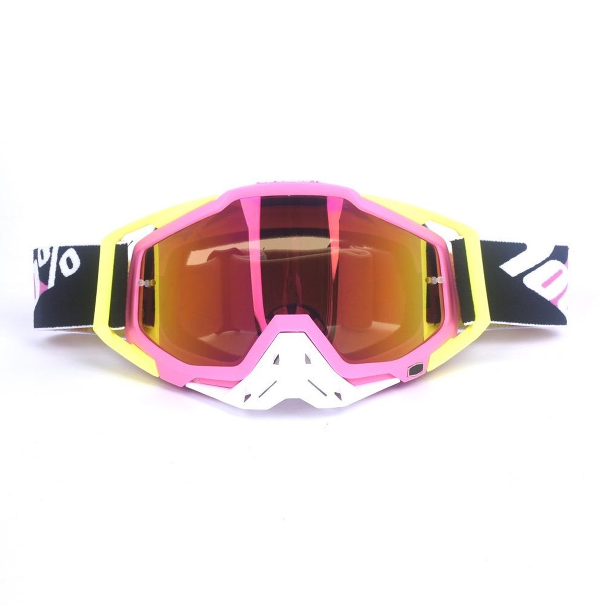 Lentes Motocross Grande Ajustables Negro/Rosa/Amarillo