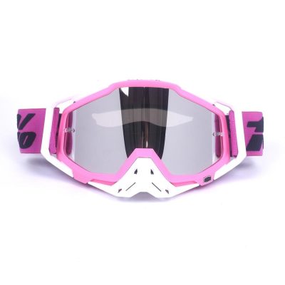 Lentes Motocross Grande Ajustables Rosado/Blanco