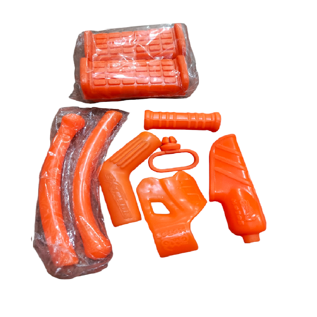 Kit Goma Naranja (Goma Manilla, Goma Pata  Cambio, Goma Posa Pie, Goma Guia Guaya Descansa Puño