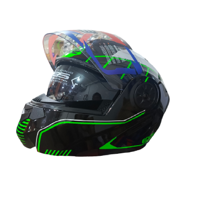 Casco Modular Doble Visor Verde/Negro Brillante T: L EDGE (EG-12.01.05) Sin Descuento