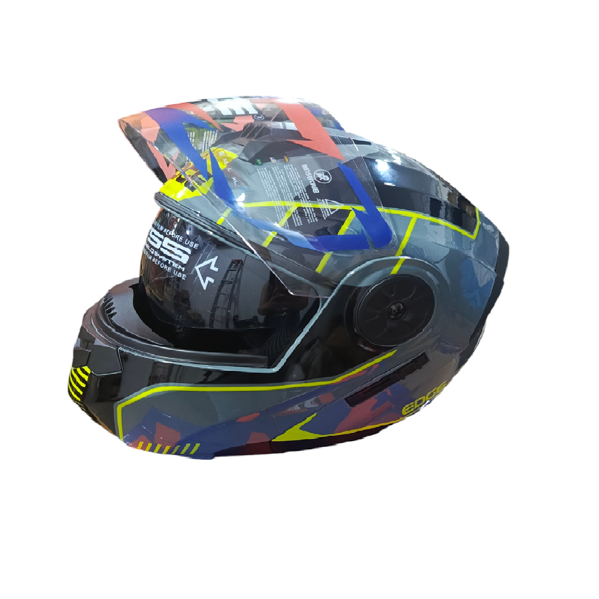 Casco Modular Doble Visor Gris/Amarillo Brillante T: M EDGE (EG-12.01.02) Sin Descuento