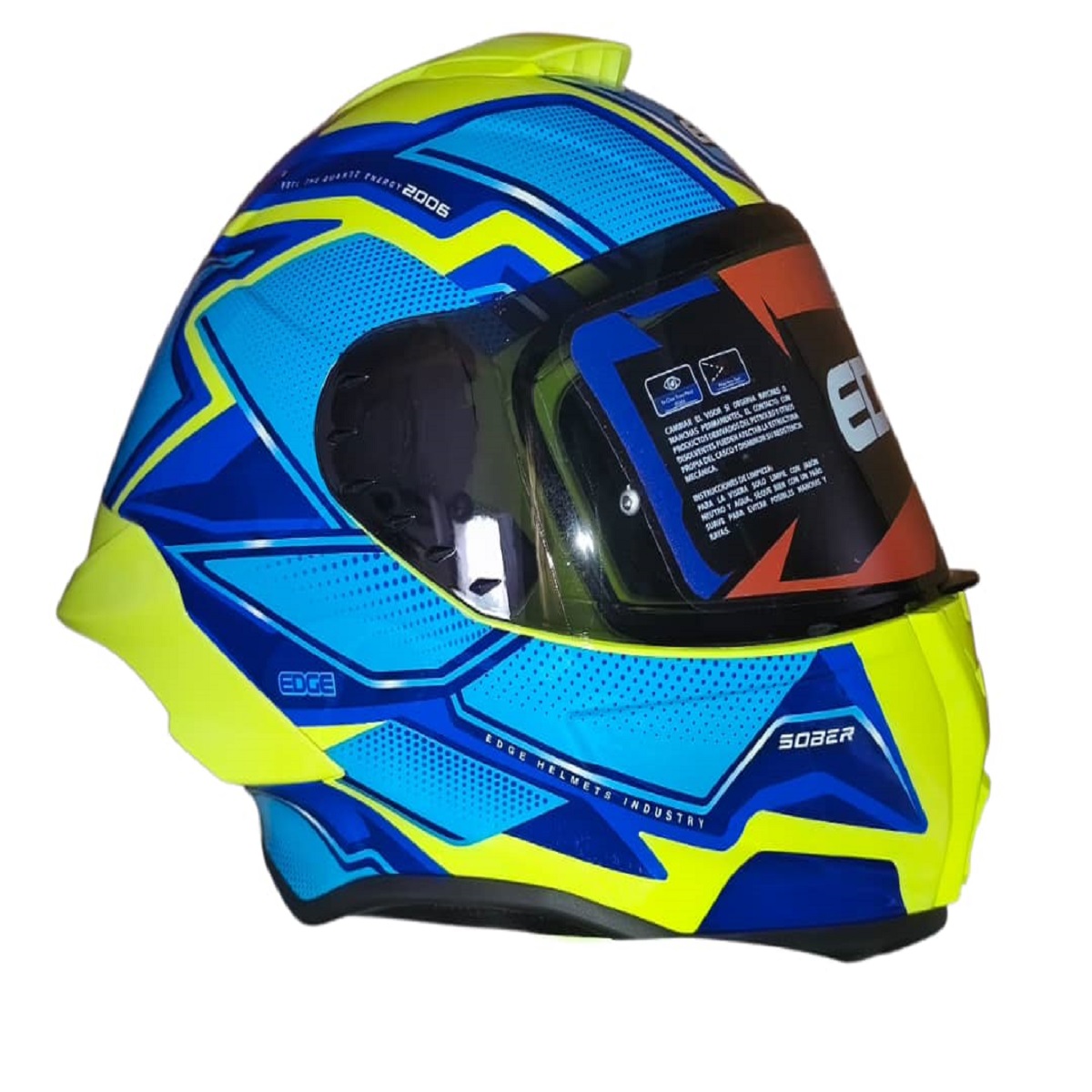 Casco Shangai Quartz Integral Azul/Amarillo Leon Visor Oscuro T:L EDGE (EG-30.6214. 03 DS)