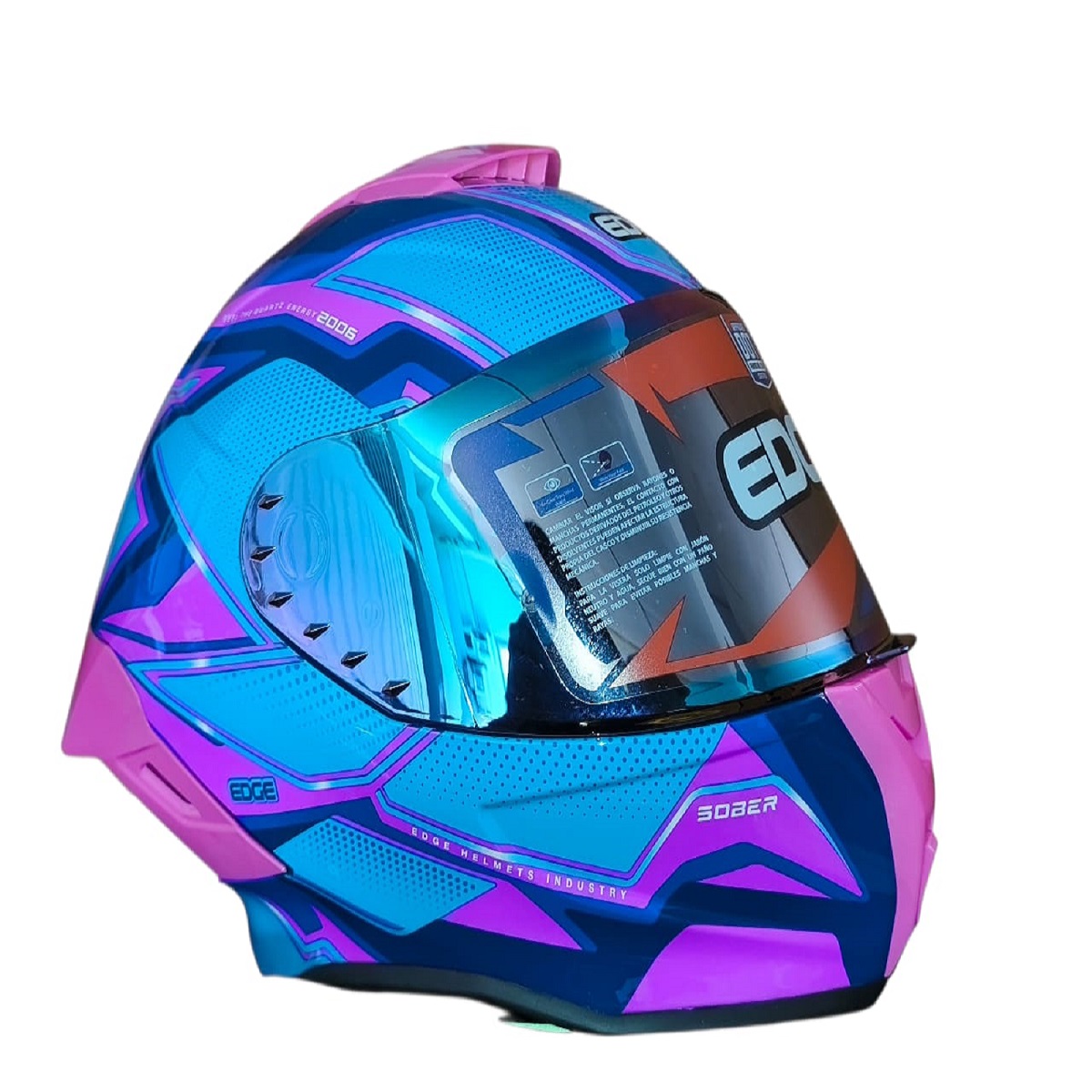 Casco Shangai Quartz Integral Rosado/Azul Mate Visor Oscuro T:M EDGE (EG-30.624.2LM)