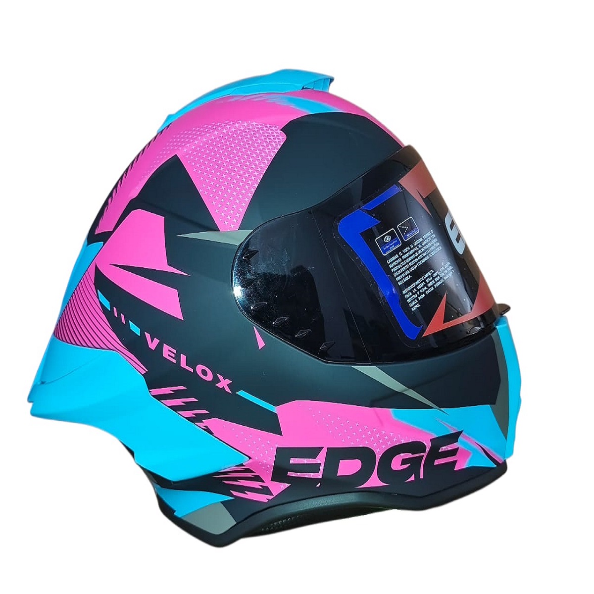 Casco Shangai Velox Integral Rosado/Azul Mate Visor Oscuro T:M EDGE (EG-30.62.4.2DM)