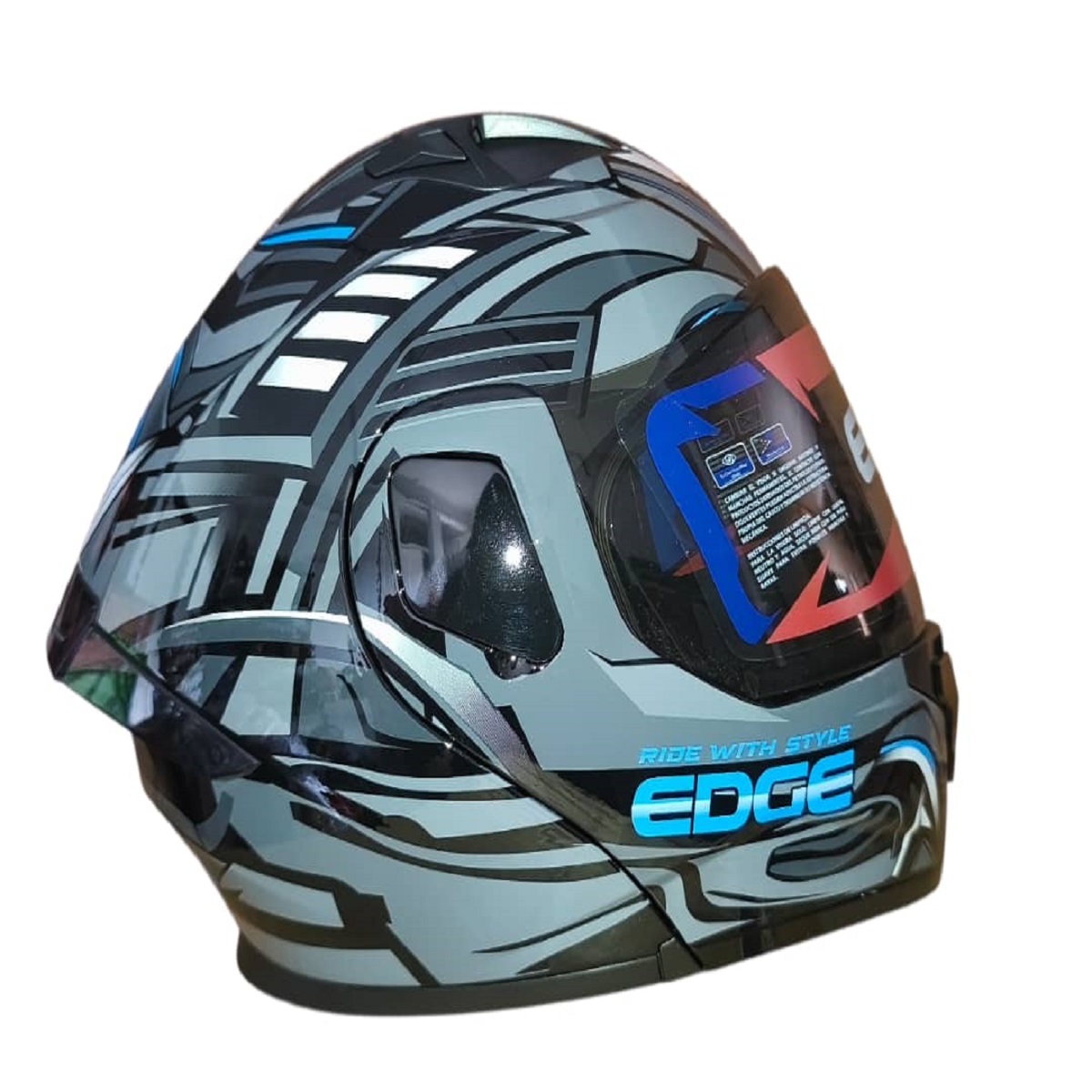 Casco Shenzhen Steelix Modular/ Doble Visor: Oscuro/ Gris con Azul/ T: L (EDGE -41.78123.03 DS)