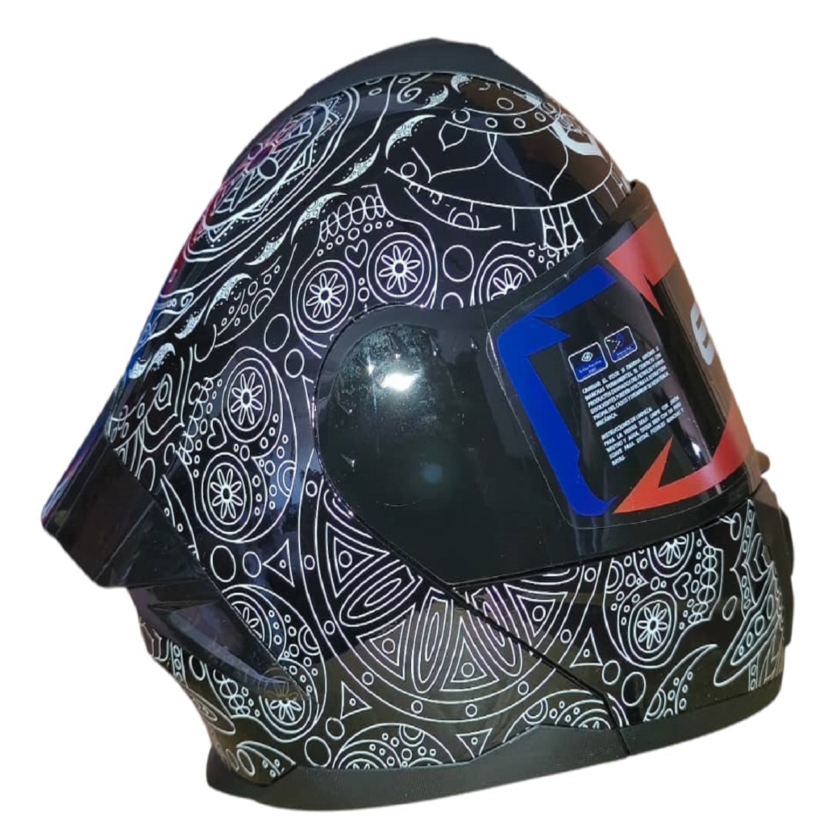 Casco Boston Mexico Modular Negro con Blanco /Brillante /Luz Led T: M (EDGE -90.72.7.2 PS)