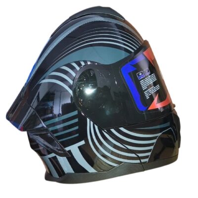 Casco Boston Beatspeeds Modular Negro con Azul/Brillante /Luz Led T: L (EDGE -90.71.3.3 DS)