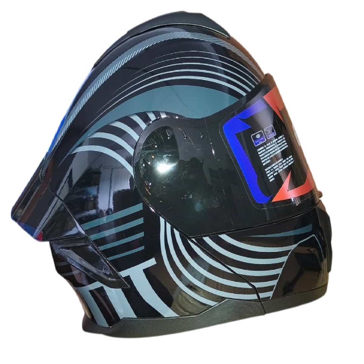 Casco Boston Beatspeeds Modular Negro con Azul/Brillante /Luz Led T: L (EDGE -90.71.3.3 DS)