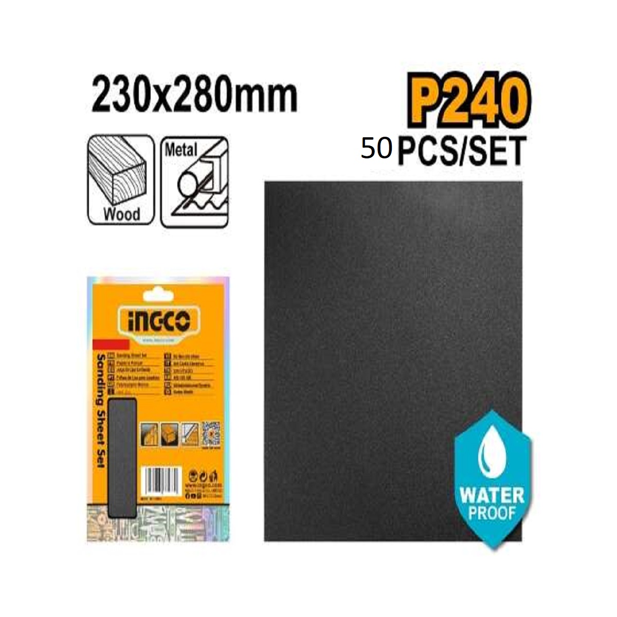 Papel De Lija Impermeable 230X280cm G P240 INGCO