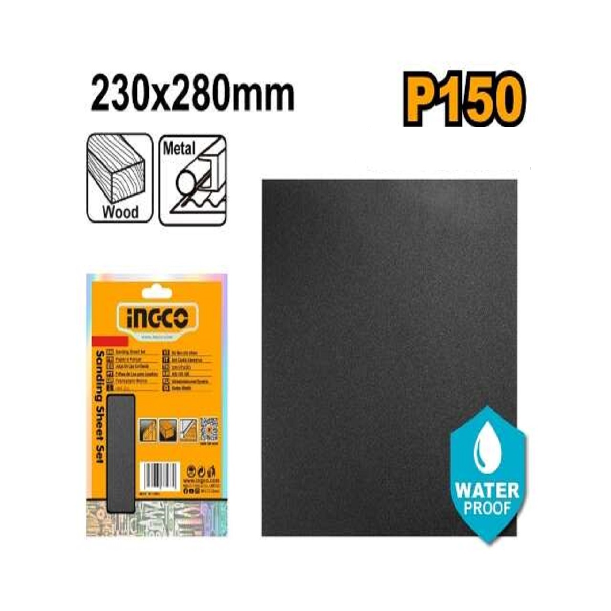 Set Papel De Lija Impermeable 230X2850cm G p150 INGCO