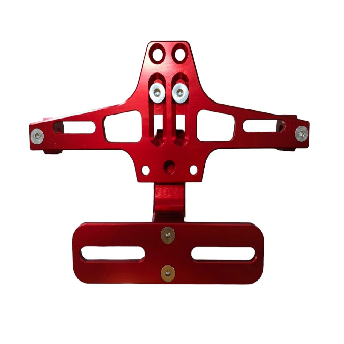 Base Dual Portaplaca Y Portafaros De Cruce Traseros Aluminio Universal Rojo Federal